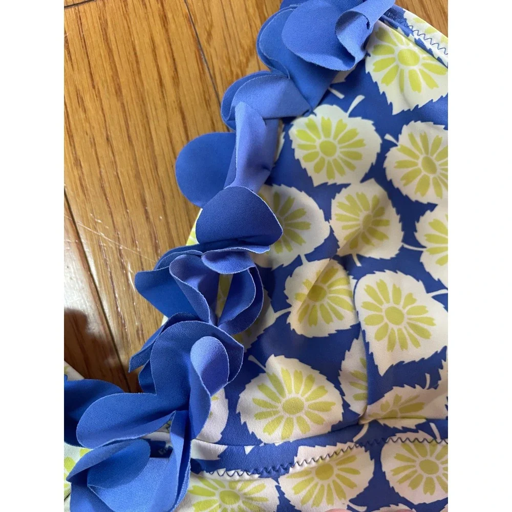 Boden Blue Lime Floral Ruffle‎ Tankini Top WB007 Womens Size 6 US